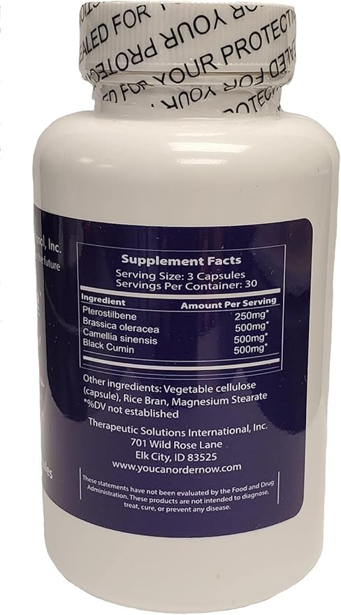 Multi-Patented All Natural Dietary Supplement for Immune Support with a Synergistic Blend of Pterostilbene, Broccoli Sprout Extract, Green Tea Extract, & Nigella Sativa