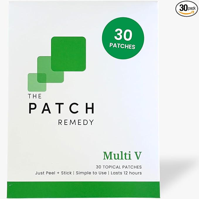 Multi V Patches - Topical Multi Plus Blend with D3, K2, Magnesium Chloride, Zinc, Liposomal C, Potassium, Iodide, Biotin Plus More | Nutrient Patch for Women & Men