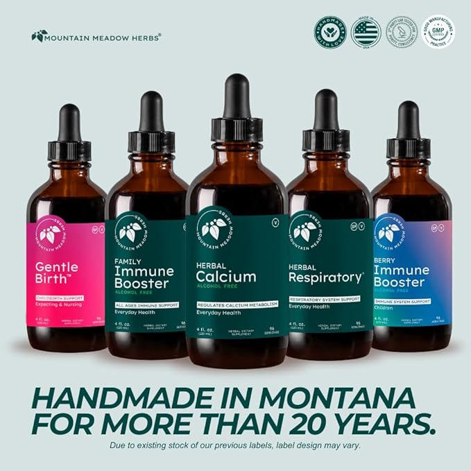 Mountain Meadow Herbs Herbal Calcium – Vegan Liquid Calcium Supplement for Bone & Teeth Support, High Absorption Plant-Based Formula for Adults & Kids - 2 oz