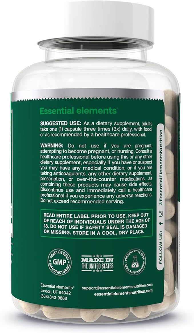 Essential Elements Bone Boost Health Supplement - Bone Support and Calcium Supplement with Vitamin D 3, K2, Cissus Quadrangularis for Bone Strength - 270 Capsules (90 Day Supply) (3-Pack)