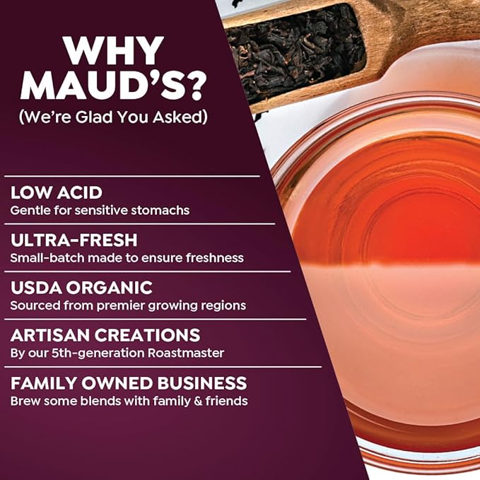 Maud's Organic English Breakfast Black Tea Pods, 24 ct, Recyclable Single Serve Pods – 100% Gourmet Blended Tea Leaves, Compatible with Keurig K Cups Maker