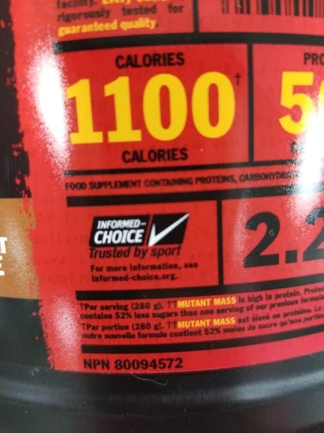 Mutant Mass Weight Gainer Protein Powder – Build Muscle Size and Strength with 1100 Calories – 56 g Protein – 26.1 g EAAs – 12.2 g of BCAAs – 15 lbs with 24 Servings – Cookies & Cream