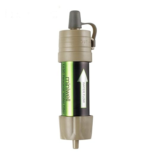 Miniwell Gravity Water Filter Straw - Ultralight, Versatile Hiker Filter with Bucket Connector. Emergency Kit for Hurricane Storm Supplies