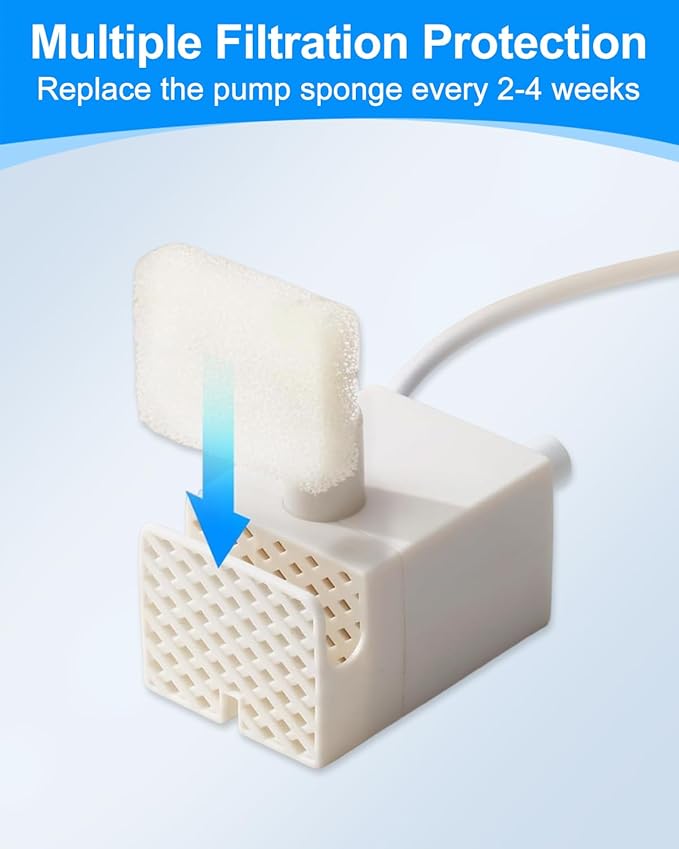 Dog Water Filter Replacement Compatible with FEELNEEDY 3 Gal/12L Stainless Steel Dog Fountain Water Bowl, 6PCS Pet Cat Filters & 6PCS Sponge Pump Filters for 3 Gallon Water Dispenser