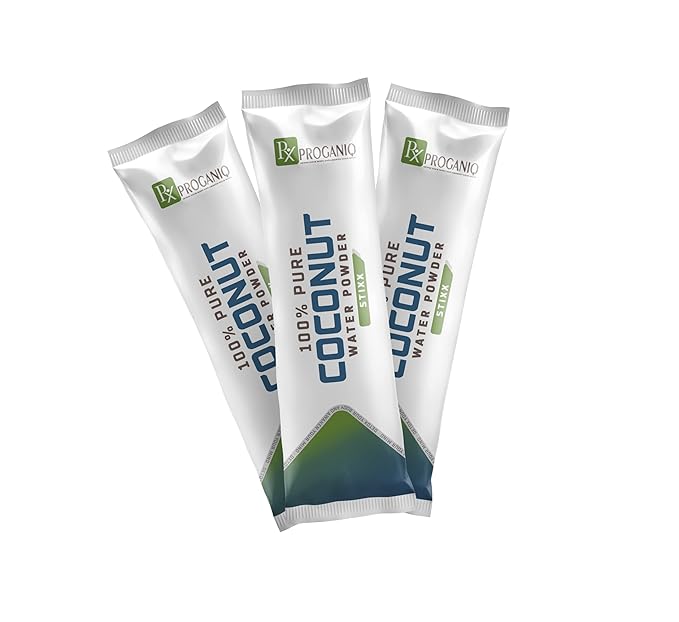 X PROGANIQ Coconut Water Powder Stixx - Pure Coconut Electrolyte Drink in Travel Size Packets - 15 Count - Turn Water into Coconut Water - Ideal for On-the-Go Hydration - Easy, Portable and Refreshing