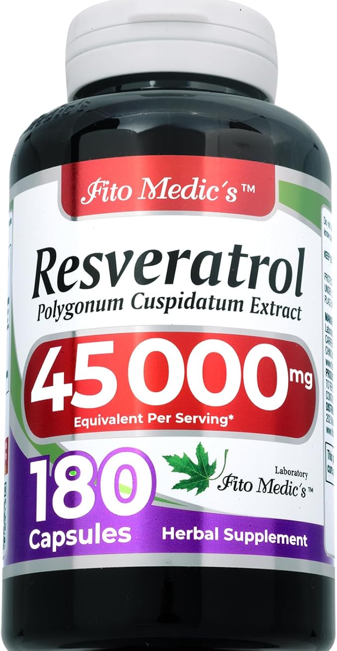 FITO MEDIC'S Lab | Resveratrol | Resveratrol Supplements | Resveratrol Capsules 450 mg 100:1 per 3-Capsule Serving | 180 Caps
