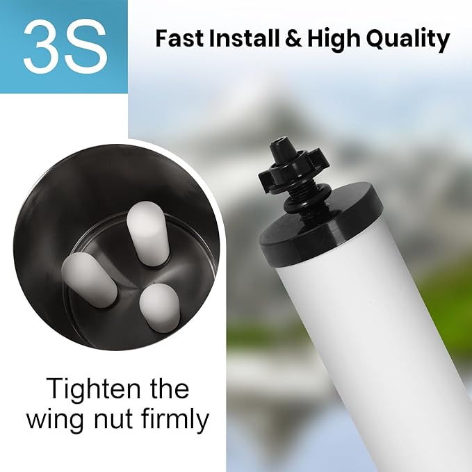 HUINING 2PCS 7" Ceramic Filter Candle Activated Carbon Replacement Filters Compatible with ProOne and Berkey Countertop Gravity Water Filter System, Household Water Bucket,Water Cooler Filtration