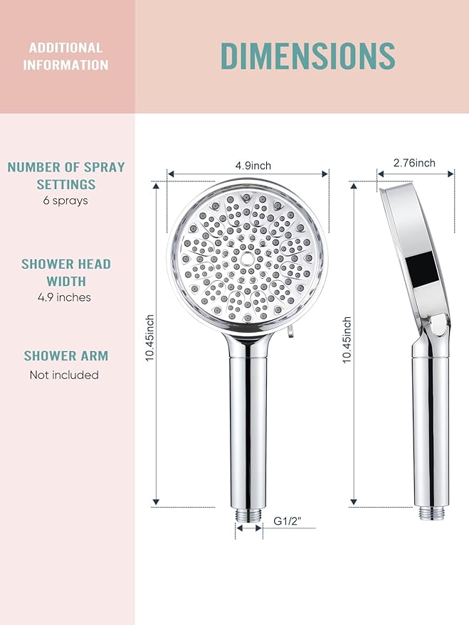 Cobbe Filtered Shower Head with Handheld, High Pressure 6 Spray Mode Showerhead with Filters, Water Softener Filters Beads for Hard Water - Remove Chlorine - Reduces Dry Itchy Skin, Chrome