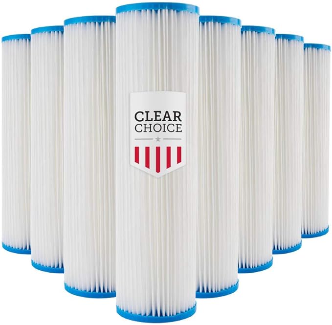 Clear Choice Sediment Water Filter 20 Micron 10 x X 2." Water Filter Cartridge Replacement 10 inch RO System SPC-25-1020, 8-Pk