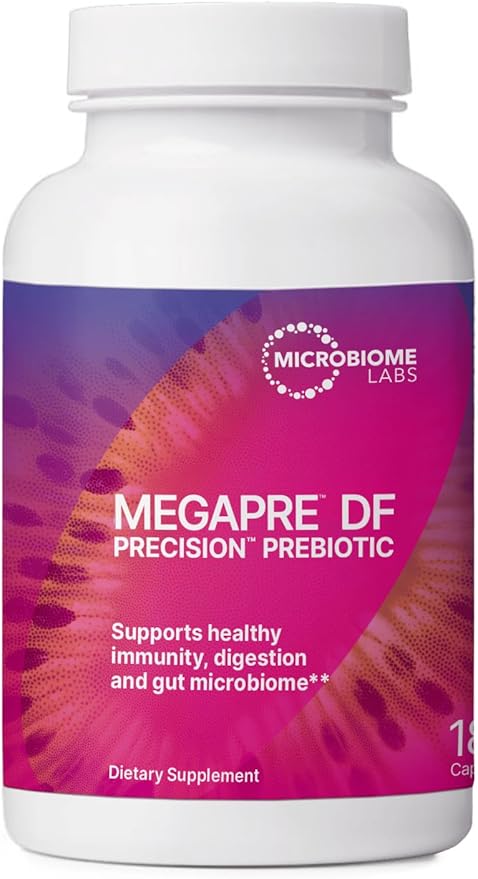 Microbiome Labs MegaPre Prebiotic Fiber Supplement in Vegetable Capsules - Prebiotic Supplement with Clinically Tested Oligosaccharides - Support Microbial Diversity & Gut Health (180 Capsules)