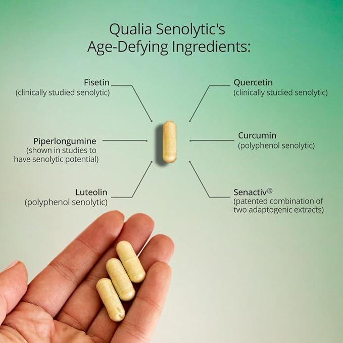 NEUROHACKER COLLECTIVE Qualia Senolytic Ultimate Formula for Enhanced Cell Repair&Rejuvenation 2-Day Aging&Longevity Support Regimen w. Fisetin,Quercetin, Piperlongumine,Senactiv®,Curcumin(Pack of 4)