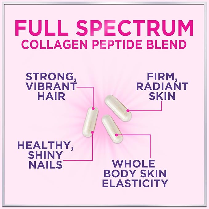 Multi Collagen Peptides Supplement - Hydrolyzed Types I, II, III, V & X Multi Collagen Pills, Hydrolyzed Collagen Peptides Supplements, Hair, Skin, Nail, and Joint Support Supplement, 120 Capsules