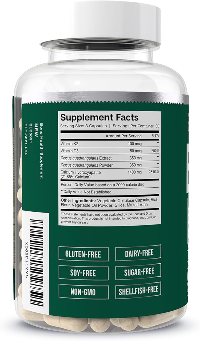 Essential Elements Bone Boost Health Supplement - Bone Support and Calcium Supplement with Vitamin D 3, K2, Cissus Quadrangularis for Bone Strength - 270 Capsules (90 Day Supply) (3-Pack)