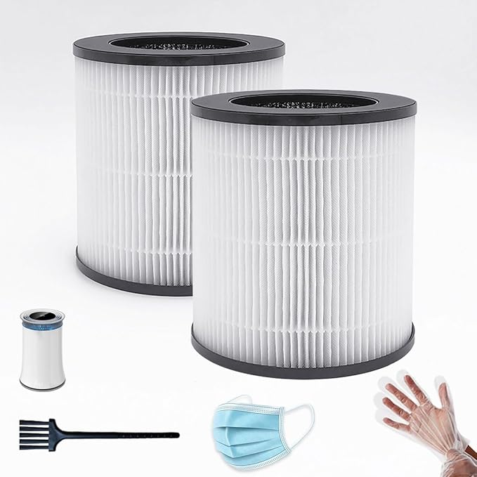 NKA Replacement Filters for Azeus C8 H13 True HEPA Replacement Filters Compatible with Azeus C8, Mooka C10, Hisense KJ120 Air Purifiers, 3-Stage Filtration with Activated Carbon, 2-Pack
