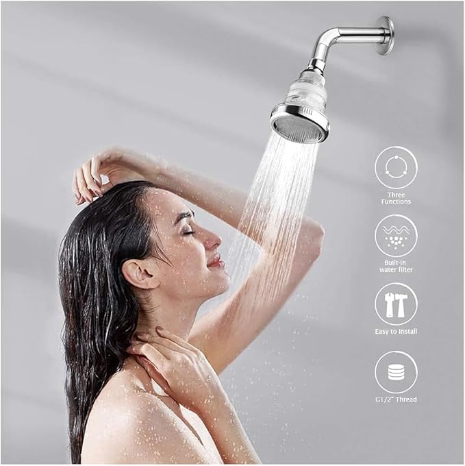 4pcs Shower Head Replacement Filter Cartridge - Chlorine & Flouride Shower Filter and Reduces Dissolved Solids - Hard Water Filter for Water Softener Shower Head