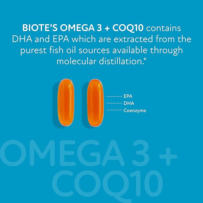 Biote Nutraceuticals - Omega 3 + CoQ10 - Heart + Brain (90 Gel caps)