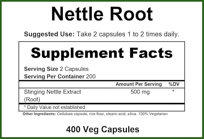 GreenPacks® Stinging Nettle Root Extract (High-Potency) Supplement - 400 Capsules