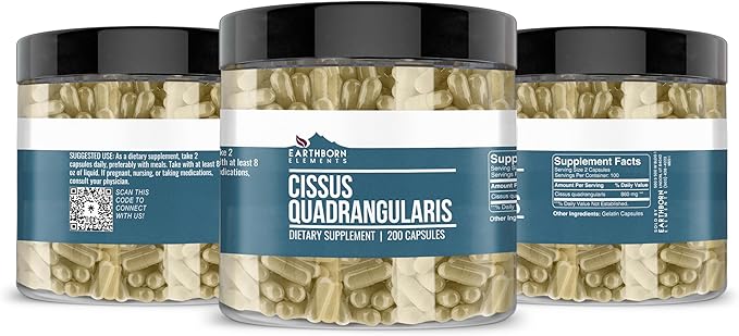 Earthborn Elements Cissus Quadrangularis 200 Capsules, Pure & Undiluted, No Additives