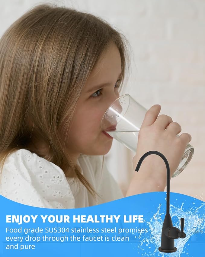 Hibbent Drinking Water Faucet for Bar and Kitchen Sink, Stainless Steel Reverse Osmosis RO Faucet for Under-Sink Filtration System, Oil-Rubbed Bronze Finish