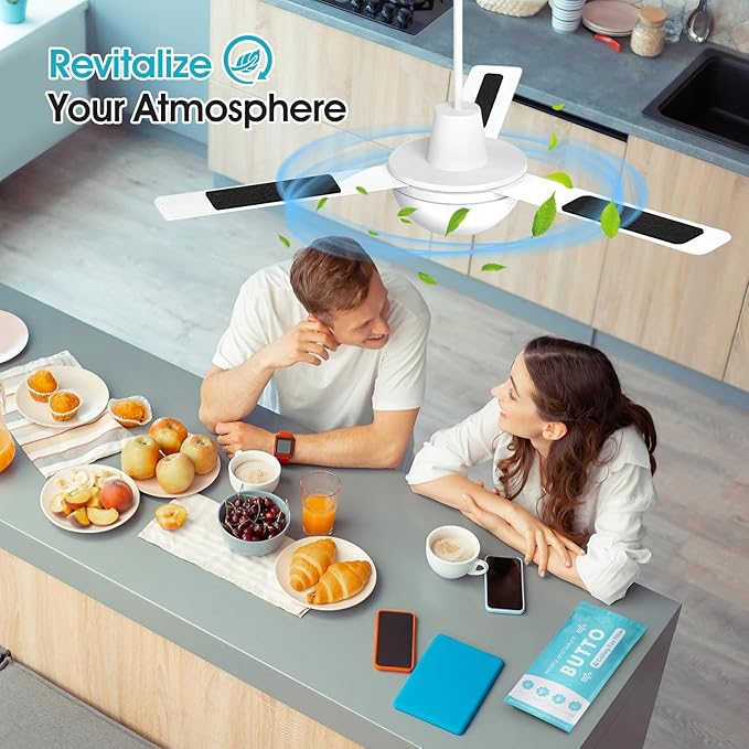 Butto 5-Pack Ceiling Fan Filters for Blades - Strong Adhesive Ceiling Fan Filters for Common Household Contaminants - Unscented Coconut Carbon Fan Air Purifier Pads to Make Air Fresh and Natural