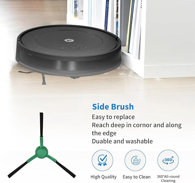 Replacement Parts Compatible with Irobot Roomba Essential Vacuum 104 105 Vac/Combo Accessory Y0110 Y0140 Q011 Q0120 Q0520 Includes 1 Brush Roller & 6 Side Brush & 6 Hepa Filters