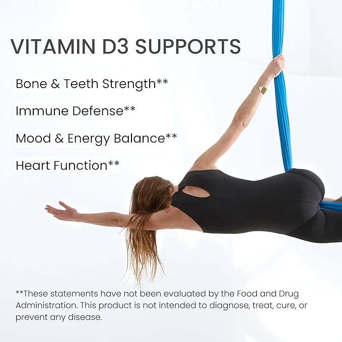 Liquid Vitamin D3 Drops 5000 IU – High Absorption for Immune & Bone Support – Tasteless, Non-GMO, Adjustable Dosing – 2 Ingredients (Vitamin D + Organic MCT Oil) – 2 oz (60 Servings)