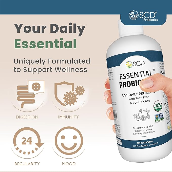 SCD Essential Probiotics for Women, Men, Kids and Toddlers, Live Probiotic for Digestion and Immunity, Gut Health Liquid Probiotic Supplement with 11 Strains – 16.3 fl oz by SCD Probiotics
