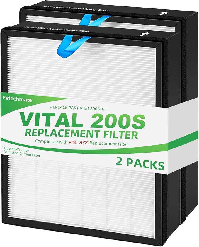 2 Pack Vital 200S HEPA Replacement Filter Compatible with LEVOIT Vital 200S Air Pur-ifier H13 Grade True HEPA, High-Efficiency Activated Carbon Filter Replace Part # Vital 200S-RF