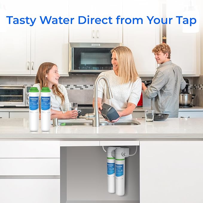 Waterdrop FQK2J Under Sink Water Filter, Replacement for GE FQK2J, FQK1K, 1350 Gallons Dual Flow Drinking Water Replacement Filters (4 Count)