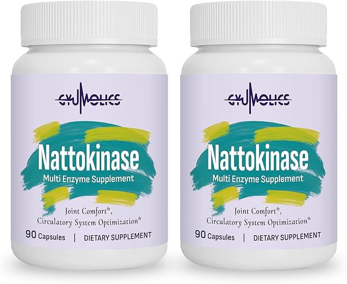 Nattokinase Supplement 10000FU with Organic Nattokinase, Serrapeptase, Bromelain, Curcumin, Vitamin E & Ginseng, Movement Comfort, 180 Capsules