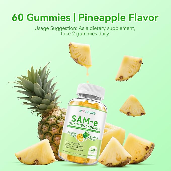 SAM-e L-Tyrosine Gummies with NAC, CoQ10 & Vitamin B Complex, 1600mg SAM e, 1500mg L Tyrosine Supplement for Energy, Cellular Antiox Protection, Neurotransmitter Support, Enhance Emotional Well-being