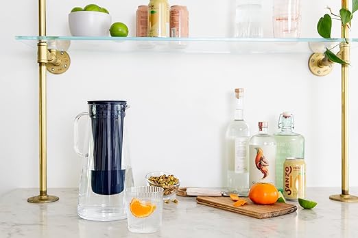 LifeStraw Home – Water Filter Pitcher, 7-Cup, Midnight Blue, BPA Free Designed for Everyday Protection Against Bacteria, parasites, microplastics, Lead, Mercury, PFAS, and a Variety of Chemicals