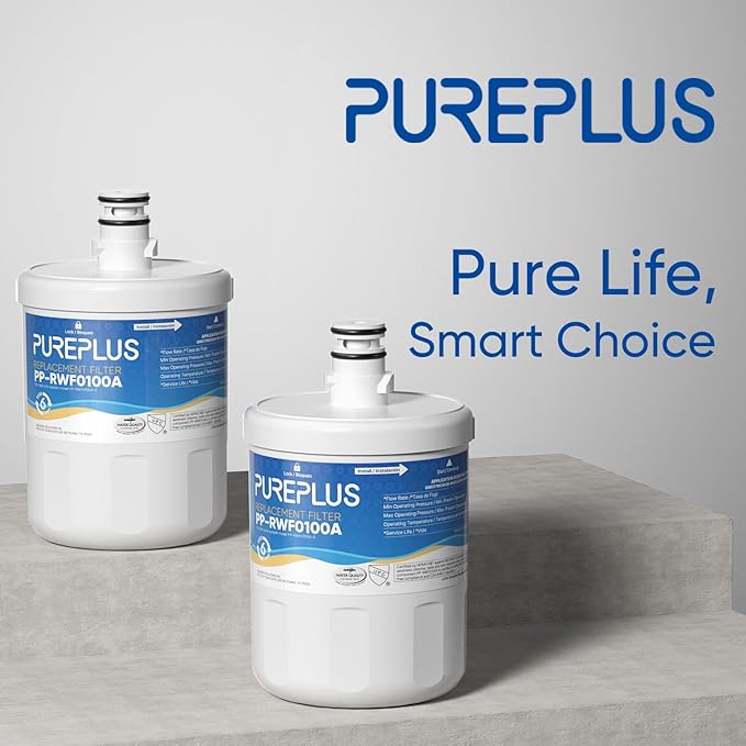 PUREPLUS Replacement for LG LT500P, 5231JA2002A, ADQ72910901, GEN11042FR-08, Kenmore 9890, 469890, HDX FML-1, ADQ72910907, LSC27925ST, LFX25974ST, LFX25973D, Refrigerator Water Filter, 4Pack