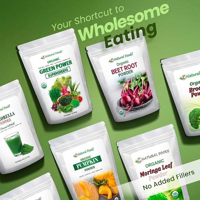 Z Natural Foods Delicious Greens Superfood Powder, Antioxidant-Rich,Tangy and Nutrient-Dense Greens Blend, 100% Natural Superfood, Vegan, Gluten Free, Non-GMO, Kosher, 1 Lb