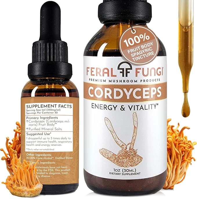 Cordyceps Extract – Triple-Extracted Spagyric Tincture for Energy and Endurance – 100% Fruiting Body – Natural Flavor – Grown and Made in The USA – 1oz