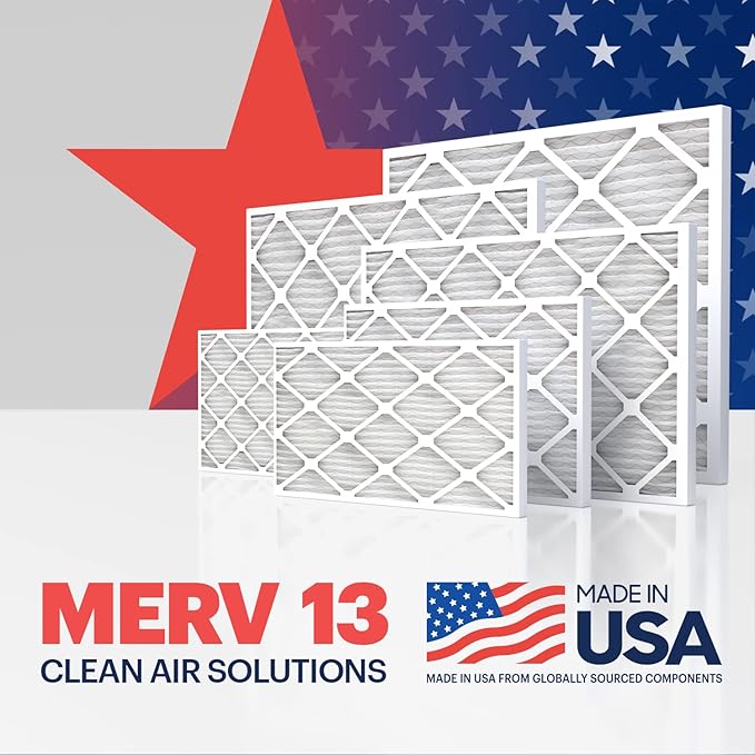 BNX TruFilter 14x20x1 Air Filter MERV 13 (4-Pack) - MADE IN USA - Electrostatic Pleated Air Conditioner HVAC AC Furnace Filters for Allergies, Pollen, Mold, Bacteria, Smoke, Allergen, MPR 1900 FPR 10