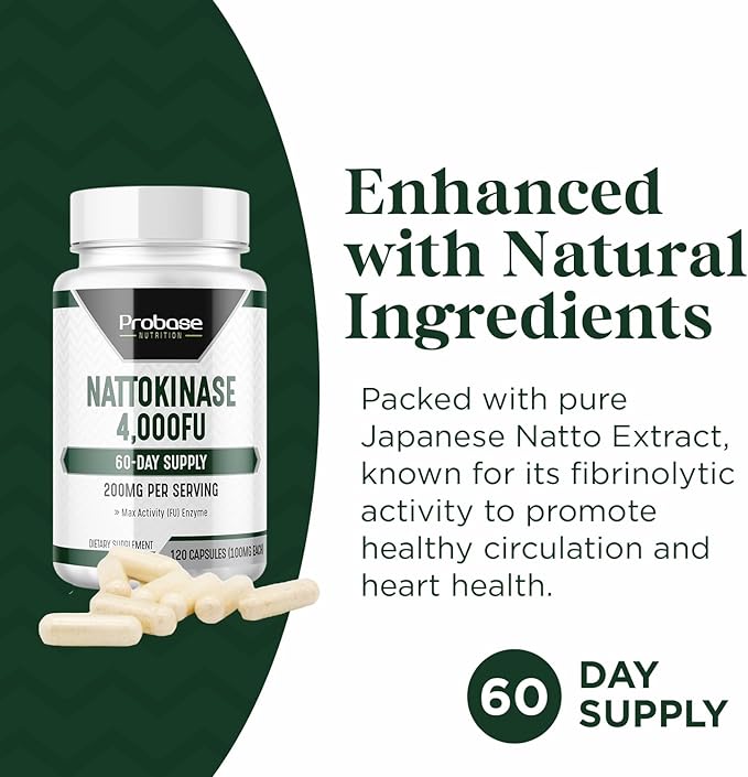 Nattokinase Capsules 4000 FU from Japanese Natto Extract 120 Servings for Wellbeing Support