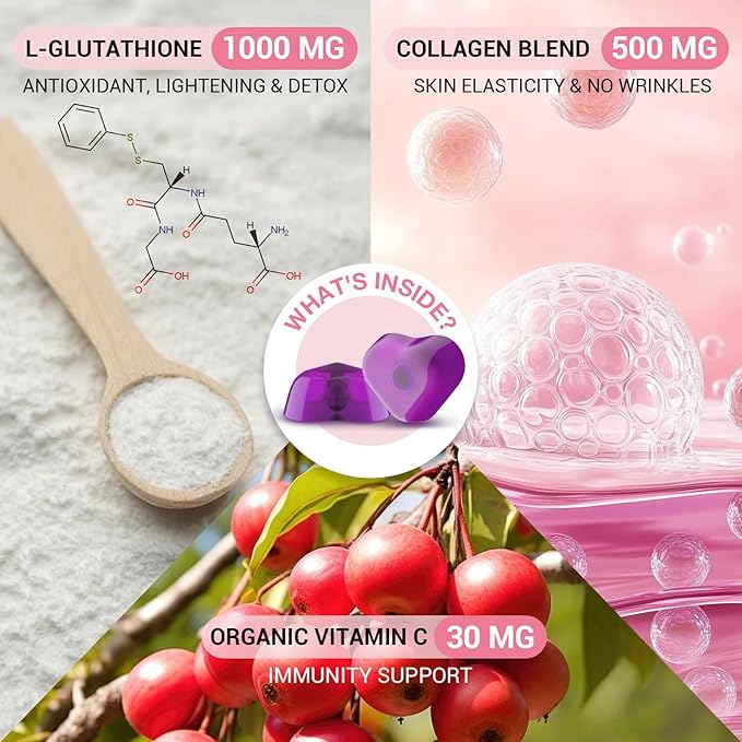 Liposomal Glutathione Gummies 1000MG - Sugar Free Reduced L-Glutathione with Vitamin C & Vegan Collagen - Antioxidant & Skin Wellness - 150 Count
