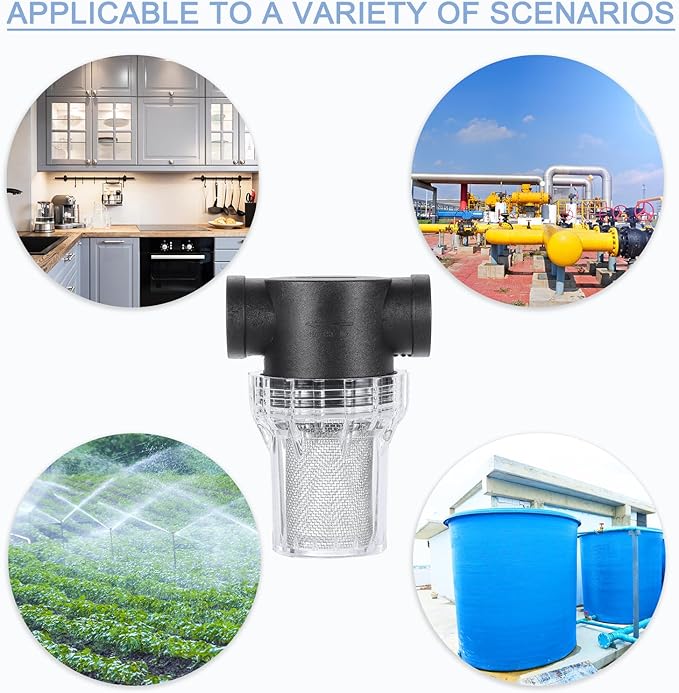 uxcell Pressure Washer Filter 3/4" NPT Female Thread, Inline Mesh Strainer Attachment, Stainless Steel Screen with Sealant Tape for Outdoor Gardening Inlet Water (Size:20 Mesh)