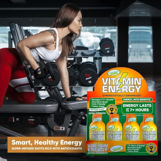 Vitamin Energy Immune+ Extra Strength Energy Shot Mango 24 Pack, 260mg Natural Caffeine, B-Vitamins, Citicoline, Green Tea, Immunity & Focus Support, Zero Sugar, Gluten-Free 1.93 fl oz