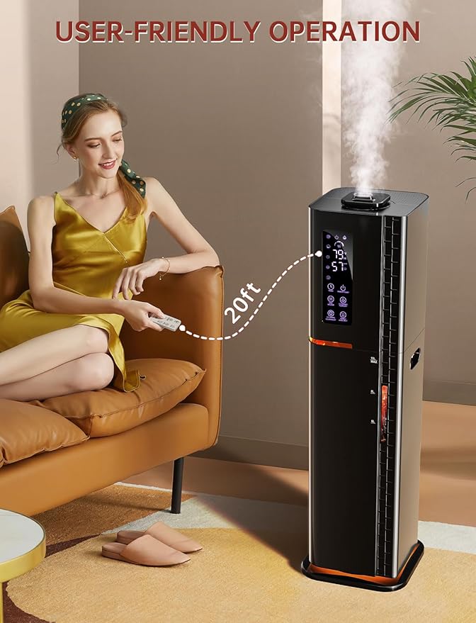 2.64Gal Humidifiers for Bedroom Large Room, Warm and Cool Mist up to 500ft², Top Fill Diffuser Ambient Light, 3 Mist Modes, 24H Timer, 35dB Quiet Humidifier for Home Office Plants