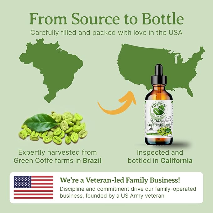 Bella Terra Oils - Green Coffee Bean Oil 4oz - Unveiling the Nutritional Treasure of Coffee Seed Oil, Ideal for Skin Hydration and Vitality