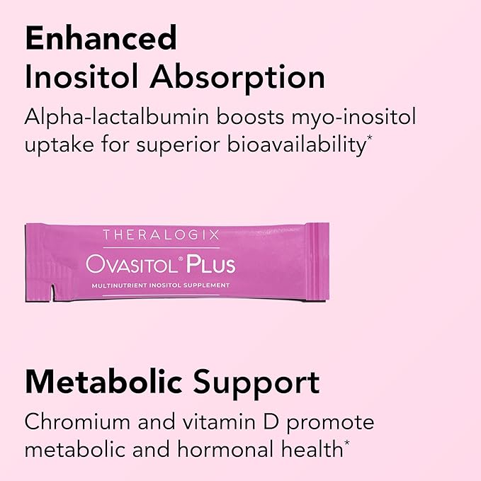 Theralogix Ovasitol Plus Metabolic Health Supplement - Myo-Inositol & D-Chiro Inositol+Chromium Picolinate+Alpha-lactalbumin & Vitamin D - 90-Day Supply - Unflavored - 180 Count