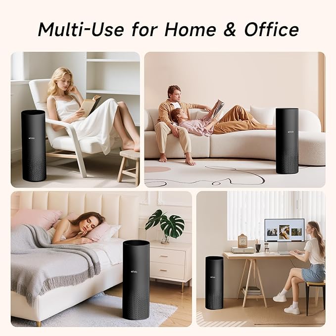 Afloia Humidifier and Air Purifier in One, Air Purifier and Evaporative Humidifier Combo for Home, 24dB Quiet Air Cleaner Remove Pets Dust Dander Hair Allergy Pollen Smoke Smell for Room, Black