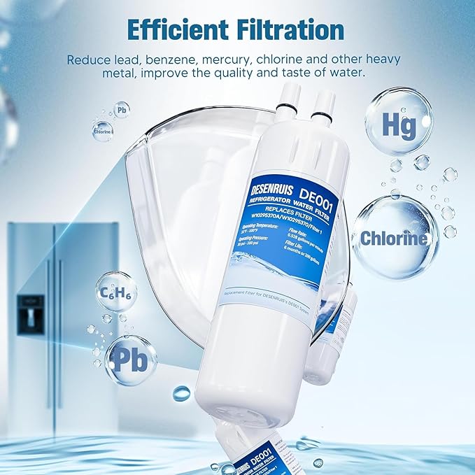 W10295370A Water Filter Replacement Compatible with W10295370, EDR1RXD1, Filter 1, WHR1RXD1, KAD1RXD1, P8RFWB2L, P8WB2L, P4RFWB, P5WB2L, Pack of 4,By DESENRUIS