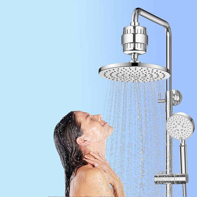 ALTHARA Shower Head Filter, High Output Shower Filter Head for Hard Water 20 Stage, Reduces Dry Itchy Skin, Dandruff, Eczema, Bathroom Fixture Hardware Parts - Chrome