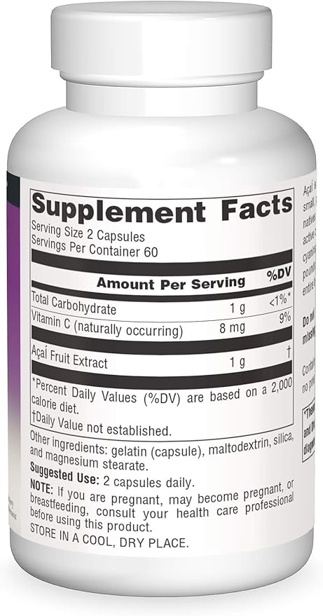 Source Naturals Acai Extract 500 Mg Capsule, 120 Count