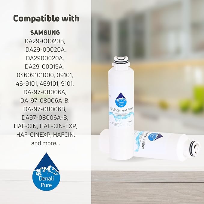 4-Pack Replacement for Samsung RS261MDRS/XAA Refrigerator Water Filter - Compatible with Samsung DA29-00020B, DA29-00020A, HAF-CIN Fridge Water Filter Cartridge