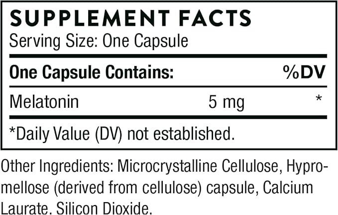THORNE - Melaton-5 - 5mg Melatonin Supplement - Supports Normal Circadian Rhythms, Restful Sleep & Relaxation* - 60 Capsules