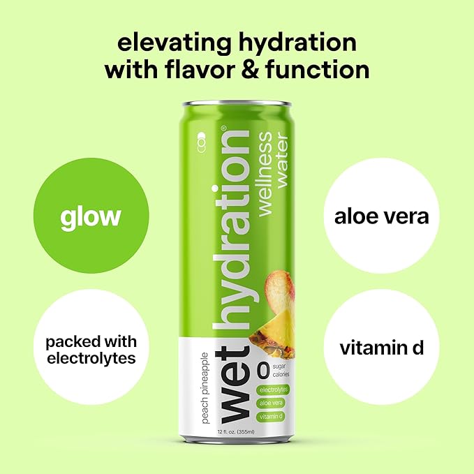 Wet Hydration, Zero Calorie, Functional Wellness Water - Trial Pack (12 Ounce Cans, Pack of 4) - Flavored Water, Hydration Drink, No Sugar, No Artificial Ingredients, Zero Calories (Packaging May Vary)